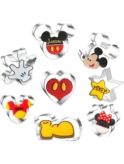 8 Pieces Mouse Cookie Cutters,Themed of Mickey Minnie Mouse Shaped Biscuit Mould Stainless Steel Cake Cutter Set Baking Molds - BQ5850GQM