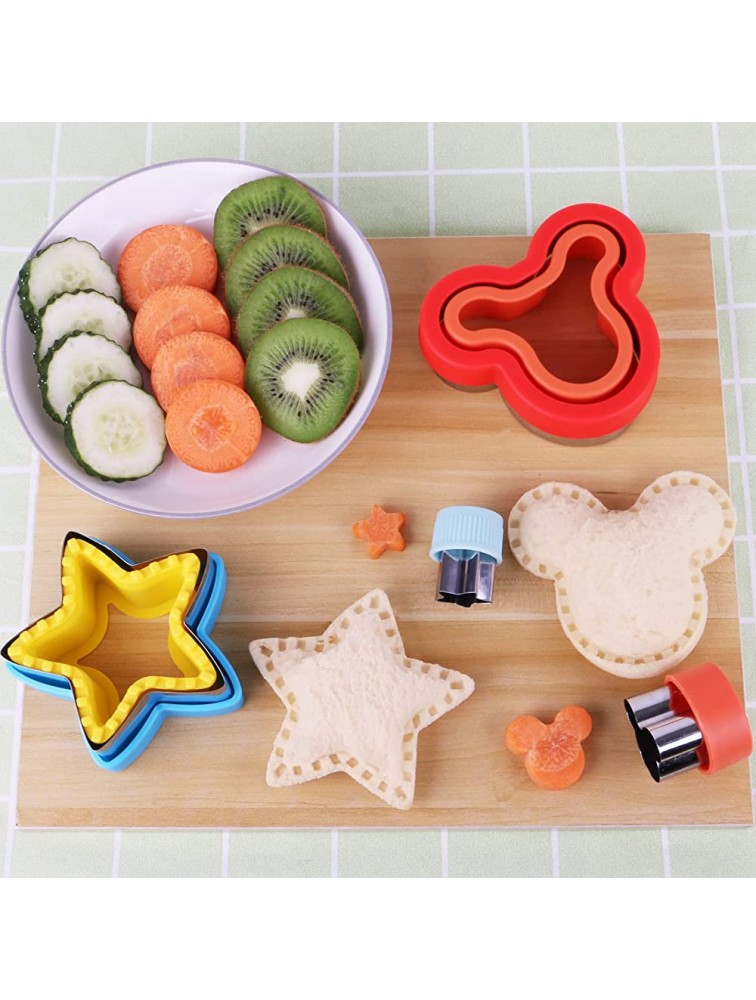8pcs Sandwich Cutter and Sealer for Kids Cookie Cutters Mini Sandwich Cutter Cute Lunch Bento Accessories for Kids Dinosaur Mickey Mouse Cookie Cutter Uncrustables Sandwich Maker - BPJYQLISI