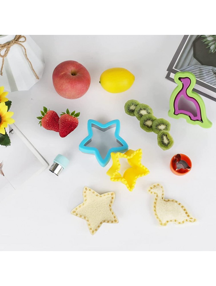 8pcs Sandwich Cutter and Sealer for Kids Cookie Cutters Mini Sandwich Cutter Cute Lunch Bento Accessories for Kids Dinosaur Mickey Mouse Cookie Cutter Uncrustables Sandwich Maker - BPJYQLISI
