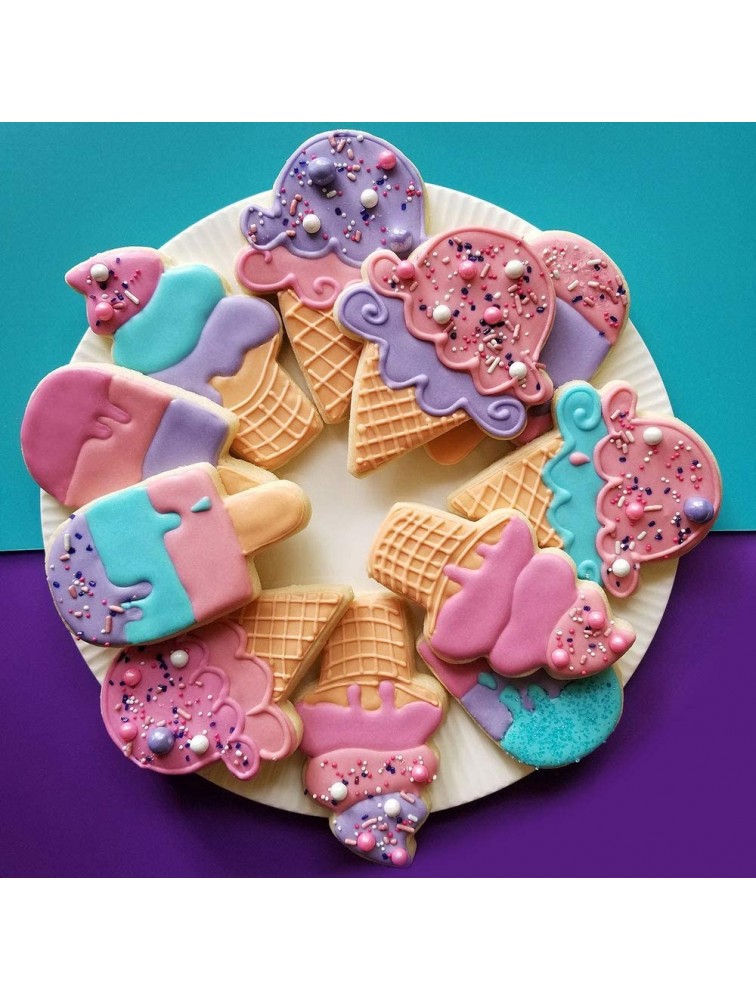 Ann Clark Cookie Cutters 5-Piece Ice Cream and Sweets Cookie Cutter Set with Recipe Booklet Ice Cream Cone Soft Serve Cone Popsicle Ice Cream Sundae - BWF81ABY7