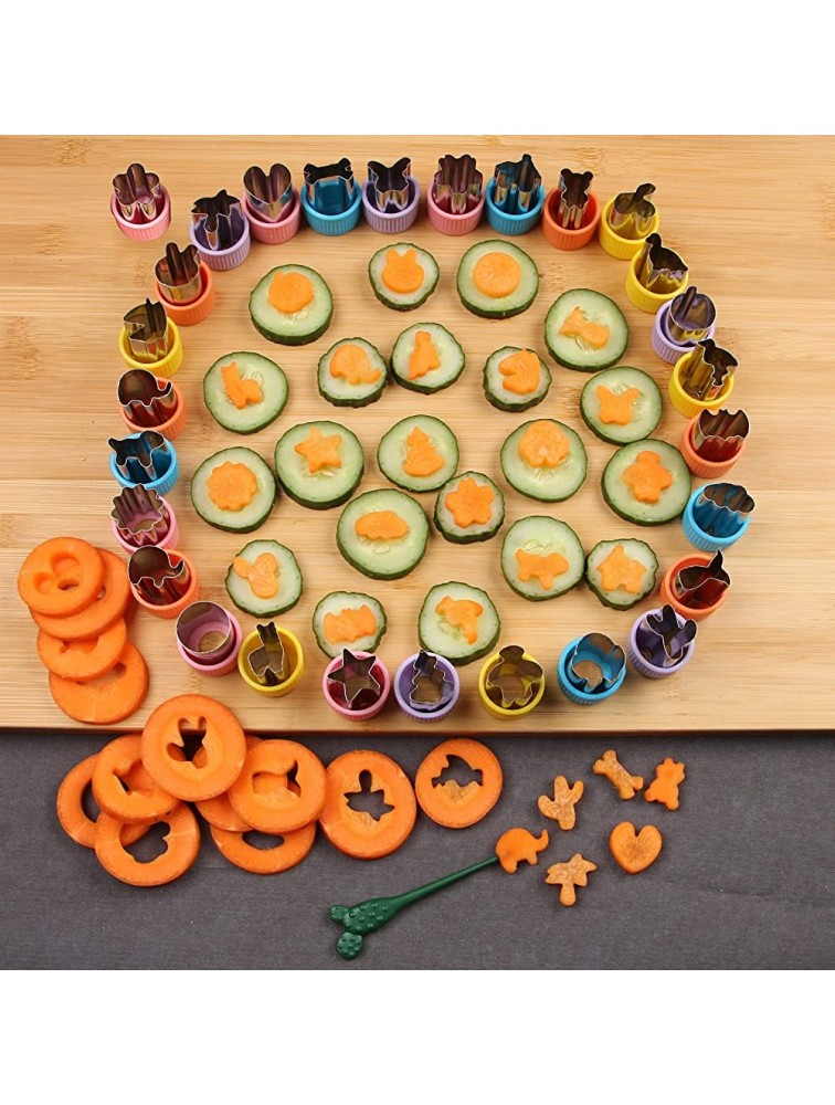 BakingWorld Vegetable Cutter Shapes Set,Stainless Steel Mini Fruit and Cookie Stamps Mold for Kids Baking and Food Supplement Tools Accessories29 Pcs - BJ8RHWJXW