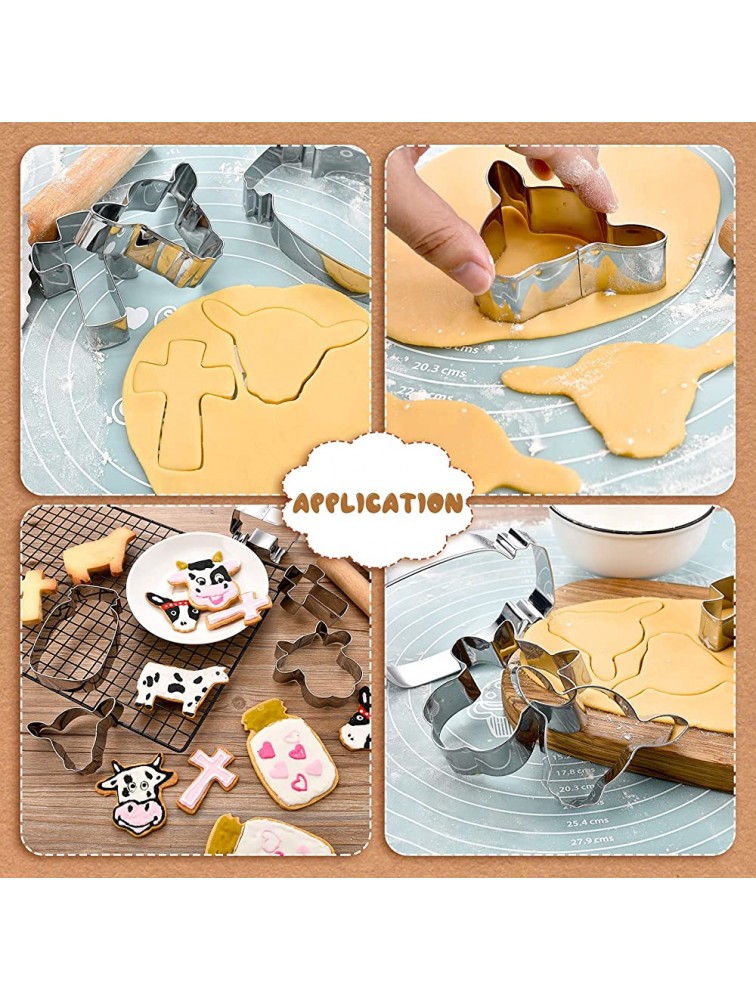 Cow Cookie Cutter Set Farmhouse Cookie Cutter 3 Different Cow Cookie Cutters Steel Cow Head Cookie Cutter Crossed Cookie Cutter Milk Bottle Cookie Cutter for Biscuit Classic Style,5 Pieces - B4YL7SN8L