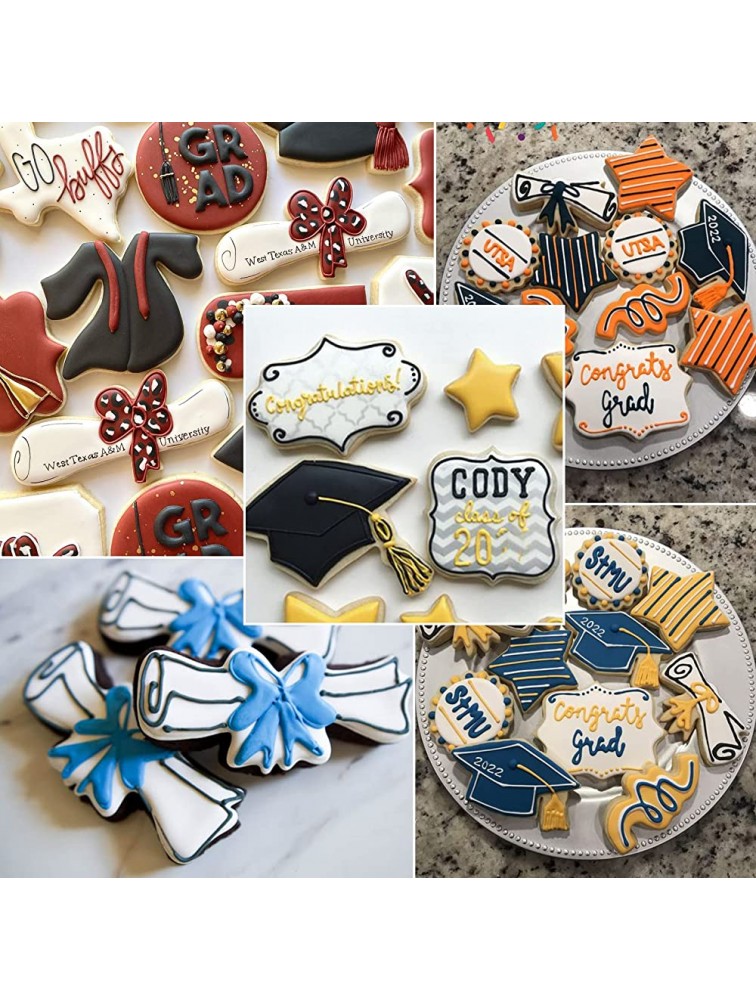 Graduation Cookie Cutter Set -Graduation Cap Diploma Medallion ,Star,Gown,Plaque Frame,Shooting Star Cookie Cutter For Grad Party Supplies Decorations - BF0KAME1P