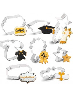 Graduation Cookie Cutter Set -Graduation Cap Diploma Medallion ,Star,Gown,Plaque Frame,Shooting Star Cookie Cutter For Grad Party Supplies Decorations - BF0KAME1P