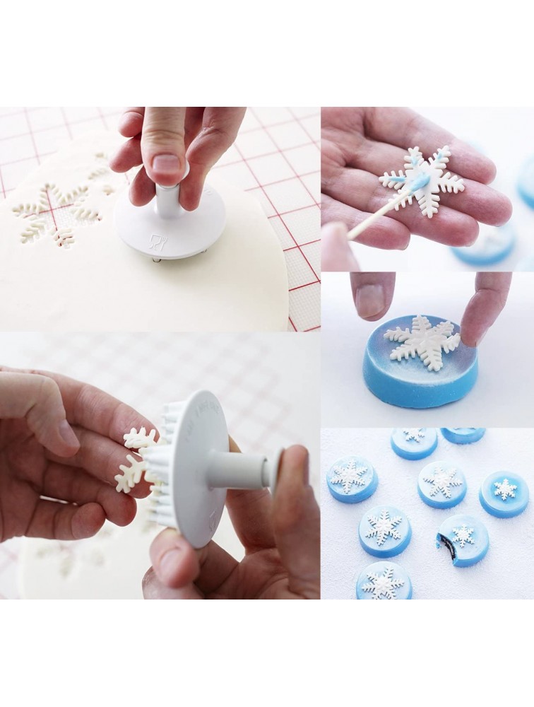 ilauke 6PCS Snowflake Cookie Cutters Decorating Fondant Embossing Tool Snowflake Plunger Cake Cutter - BV43EOHHV