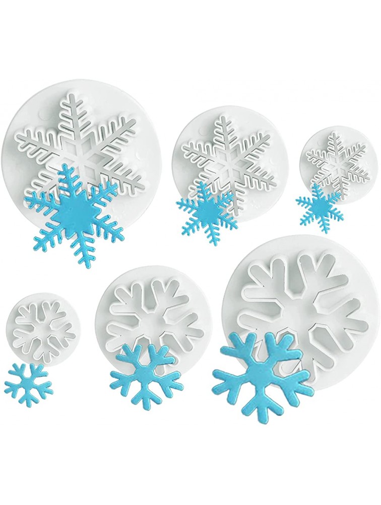 ilauke 6PCS Snowflake Cookie Cutters Decorating Fondant Embossing Tool Snowflake Plunger Cake Cutter - BV43EOHHV