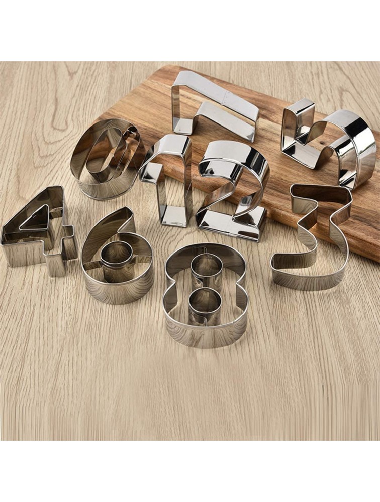 Large Number Cookie Cutters 9pcs Biscuits Stainless Steel Cutter Set Fondant Cake Decorating Tools - BKM7N6I7D