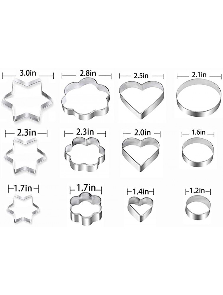 Metal Cookie Cutters Set Star Cookie Cutter Stainless Steel Round Biscuit Cutter Heart Small Star Cookie Cutters Mini Flower Molds Cutter for Baking 12 Round Heart Flower Star Cookie Cutters - B230K8WU3