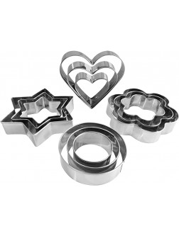 Metal Cookie Cutters Set Star Cookie Cutter Stainless Steel Round Biscuit Cutter Heart Small Star Cookie Cutters Mini Flower Molds Cutter for Baking 12 Round Heart Flower Star Cookie Cutters - B230K8WU3