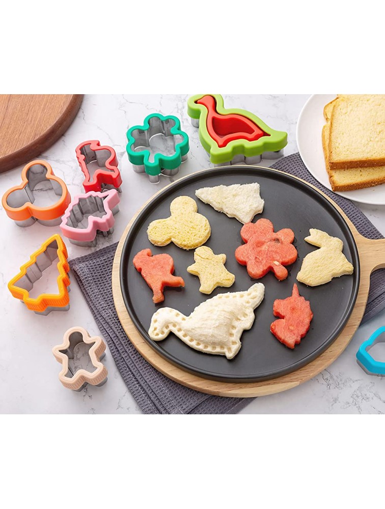 Sandwich Cutter for Kids 48 Pcs Kimfead Cookie Cutters Set Vegetable Fruit Cutters Stainless Steel Biscuit Cutter for Baking Mickey Mouse Dinosaur Heart Star Shapes - BW0TZYOM7