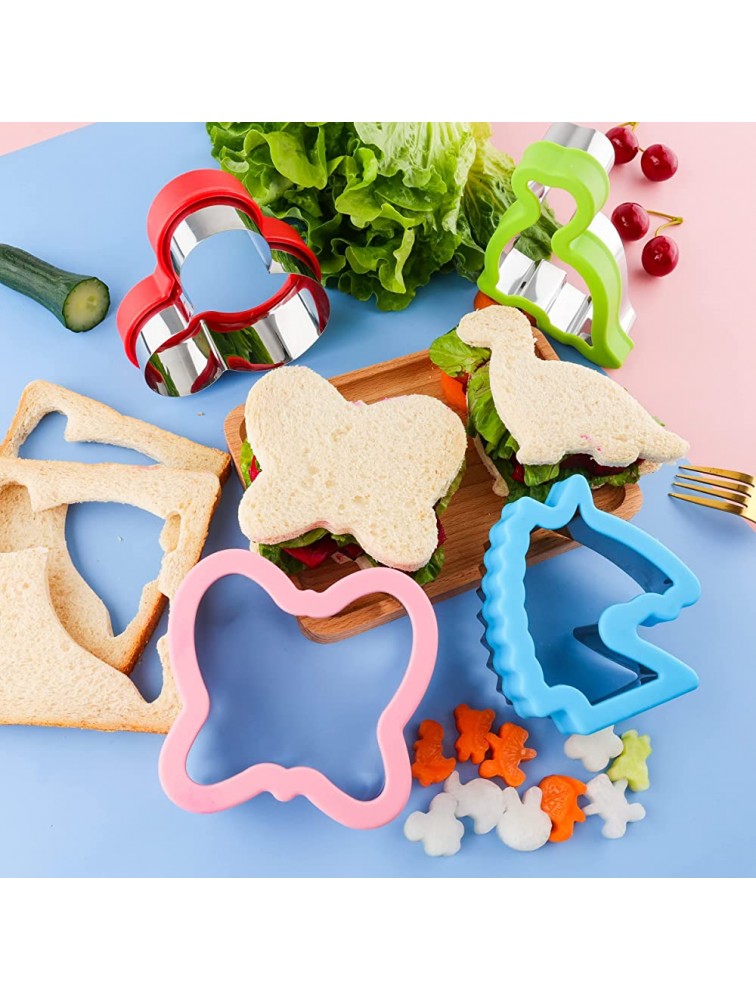 Sandwich Cutter Set Fruit Cutters Bread Cutout Shapes for Kids Lunch Butterfly Dinosaur Unicorn Mousehead Food Shaped Cookie Cutters 13 Pack for Baking and Food Tools Accessories - BCWUDXLW5