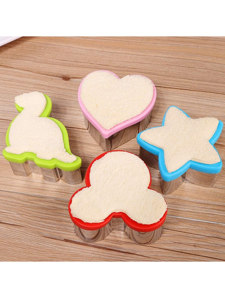 stbeyond Stainless Steel Sandwiches Cutter set Mickey Mouse & Dinosaur & Heart & Star Shapes Sandwiches Cutter Cookie Cutter -Food Grade Cookie Cutter Mold for Kids Big+Medium 8pack - BROB6ITXC
