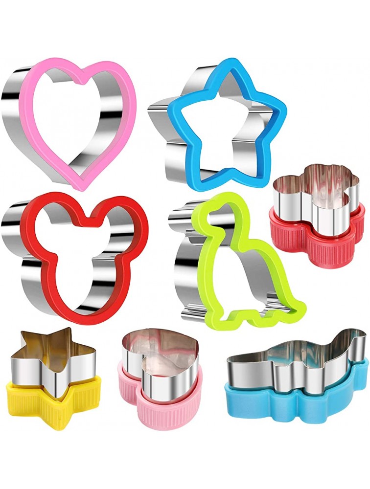 stbeyond Stainless Steel Sandwiches Cutter set Mickey Mouse & Dinosaur & Heart & Star Shapes Sandwiches Cutter Cookie Cutter -Food Grade Cookie Cutter Mold for Kids Big+Medium 8pack - BROB6ITXC