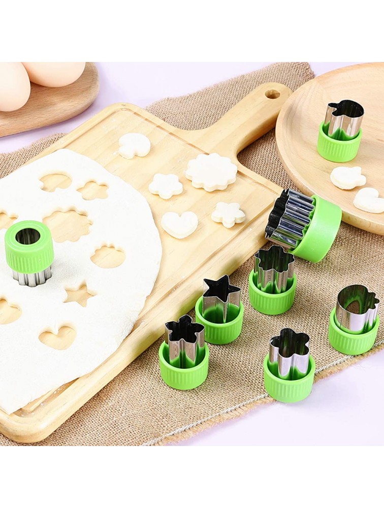 Vegetable Cutters Shapes Set 12pcs Stainless Steel Mini Cookie Cutters Vegetable Cutter and Fruit Stamps Mold + 20pcs Cute Cartoon Animals Food Picks and Forks -for Kids Baking and Food Supplement - B9Y0TSL4B