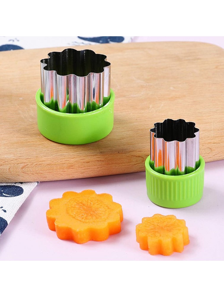Vegetable Cutters Shapes Set 12pcs Stainless Steel Mini Cookie Cutters Vegetable Cutter and Fruit Stamps Mold + 20pcs Cute Cartoon Animals Food Picks and Forks -for Kids Baking and Food Supplement - B9Y0TSL4B