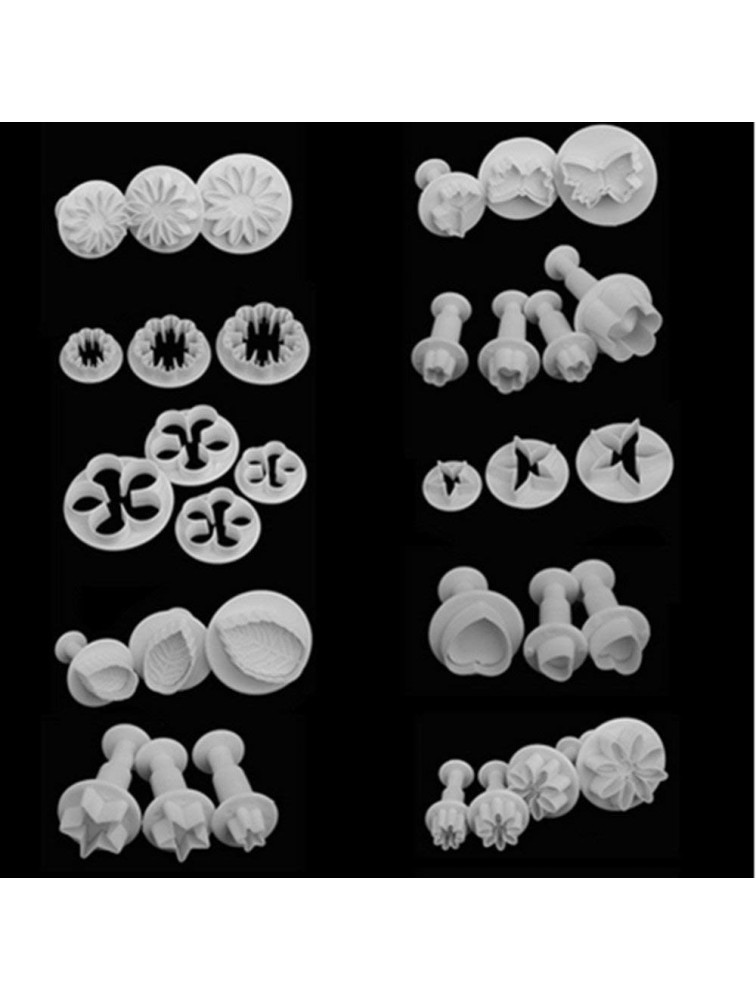 Zuoyou 33 Piece Fondant Cake Cookie Plunger Cutter Sugarcraft Flower Leaf Butterfly Heart Shape Decorating Mold DIY Tools - BVNYCHZF8