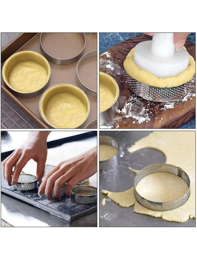 10 Pack 5cm Stainless Steel Tart Ring Heat-Resistant Perforated Cake Mousse Ring Round Ring Baking doughnut tools - BPD1SLQNI