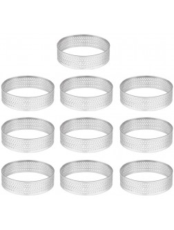10 Pack 5cm Stainless Steel Tart Ring Heat-Resistant Perforated Cake Mousse Ring Round Ring Baking doughnut tools - BPD1SLQNI