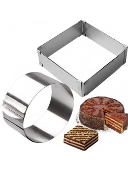 2pcs Adjustable Cake Mousse Ring Stainless Steel Round and Square Forming Cake Mold Cake Decorating Baking Tool - BDVLJF093