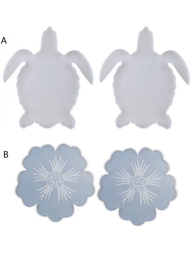2Pcs Flower Sea Turtle Resin Coaster Mold Silicone Geode Coaster Resin Mold Tool Coaster Resin Molds - BDOV18UJW