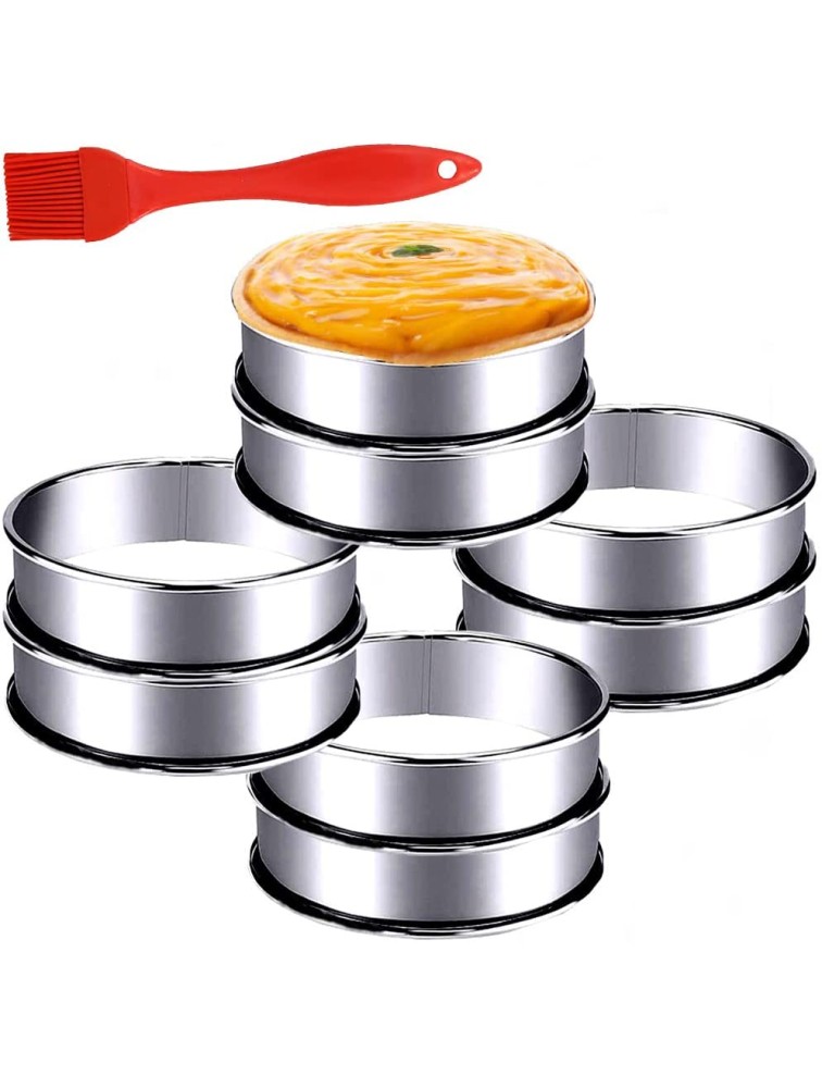 8 Pieces English Muffin Rings Crumpet Rings 3.15 Inch Stainless Steel Double Rolled Tart Ring Nonstick Metal Round Ring Mold for Kitchen Cooking Baking - BN7VZ2HER