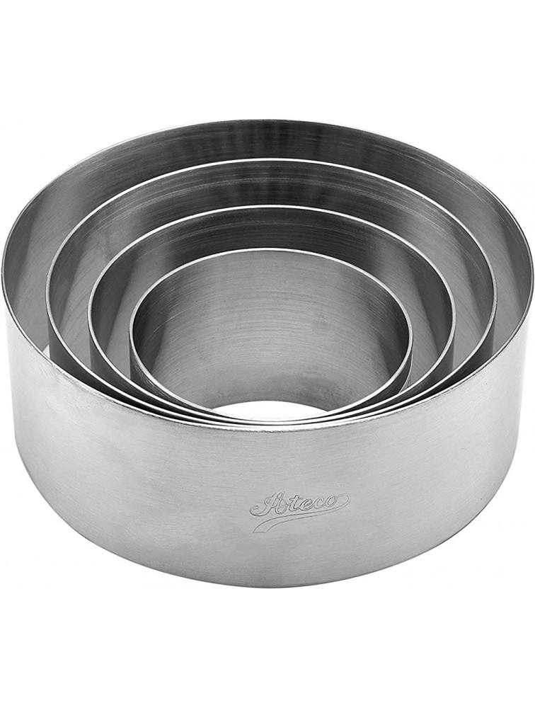 Ateco Round Cake Ring and Dessert Mold Baking Supply 2.375 x 1.75-Inches High Silver - B7U5HMHDR