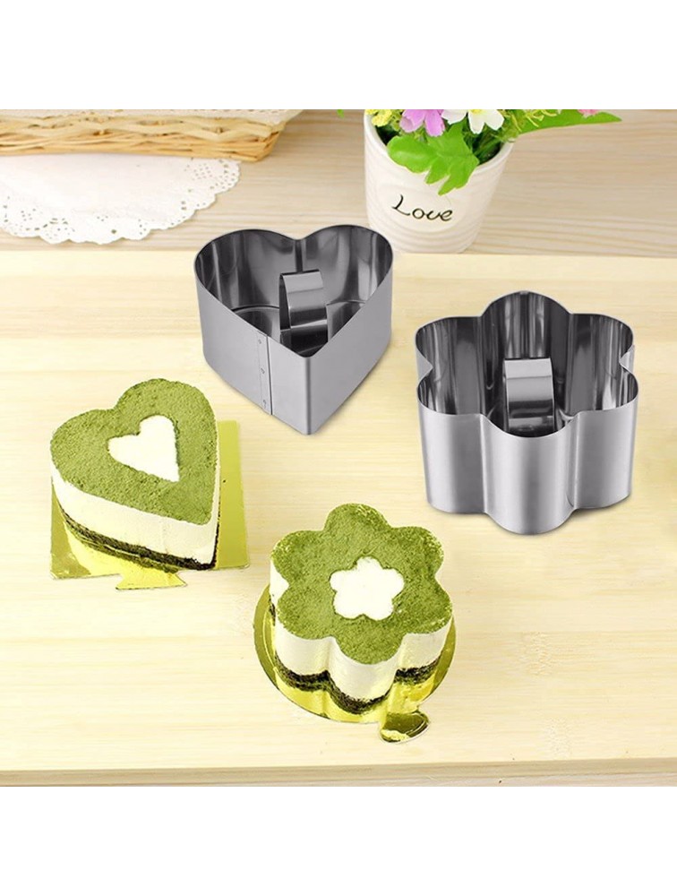 Cake Rings Cooking Rings Dessert Mousse Mold Stainless Steel with Pusher for Desserts Making 4PCS - B1AS0DDQJ
