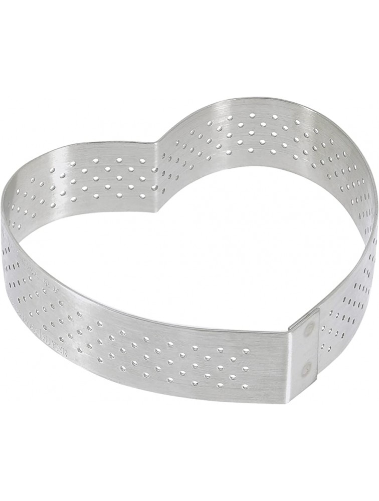 de Buyer Heart Perforated Valrhona Tart Ring Baking Supplies Stainless Steel Cake Ring Dishwasher Safe 3" 0.8" Height - BNLAFVNBC