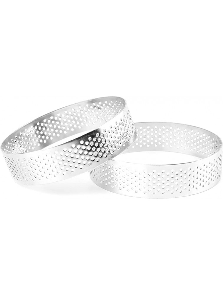Frcctre 9 Pack Round Tart Ring Mousse Rings Stainless Steel Heat-Resistant Perforated Mousse Rings Metal Round Ring Mold Baking Dessert Ring Cake Mold for Home Food Making Tool - BMIVJKWAM
