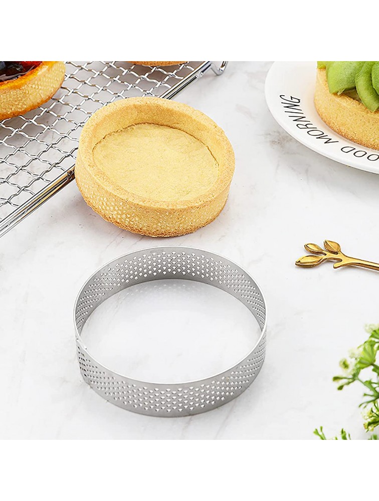 Frcctre 9 Pack Round Tart Ring Mousse Rings Stainless Steel Heat-Resistant Perforated Mousse Rings Metal Round Ring Mold Baking Dessert Ring Cake Mold for Home Food Making Tool - BMIVJKWAM
