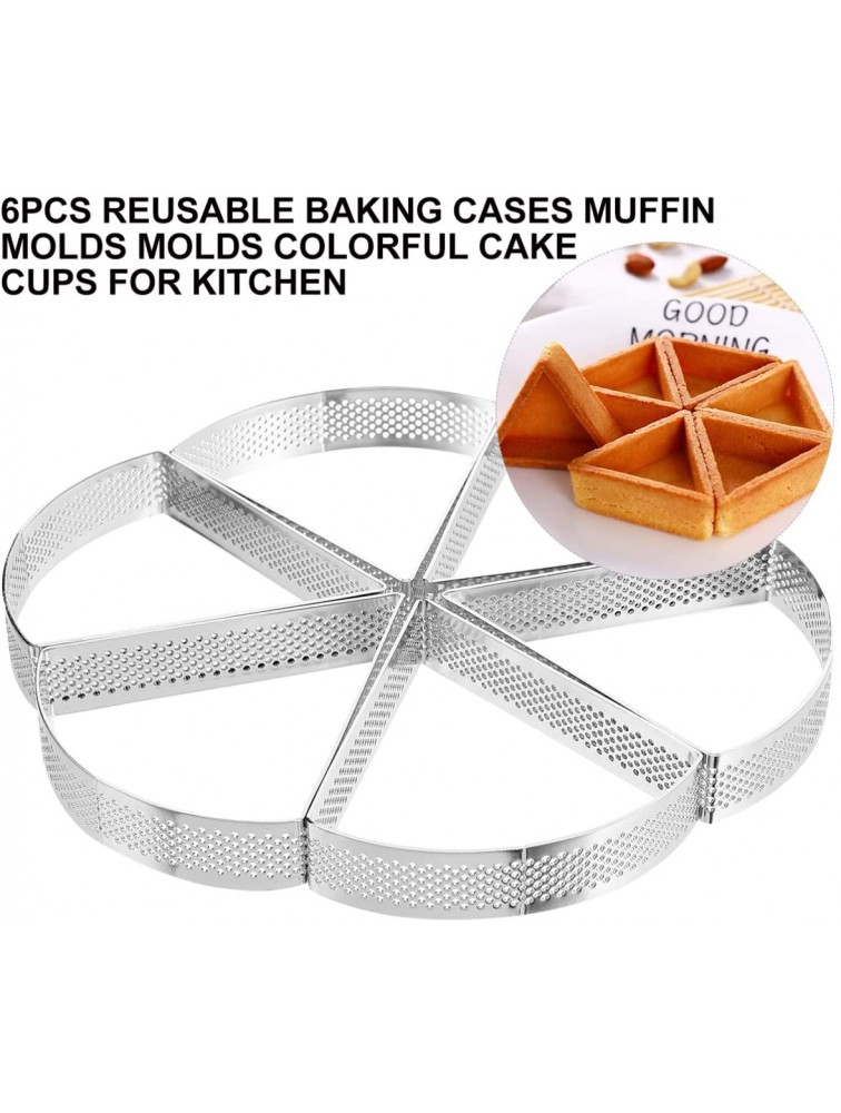 FRCOLOR 6pcs Baking Cake Ring Triangle Tart Ring Stainless Steel Porous Cake Ring Muffin Mould for Mousse Desserts Pastry Pie - BKQ3DQJ07