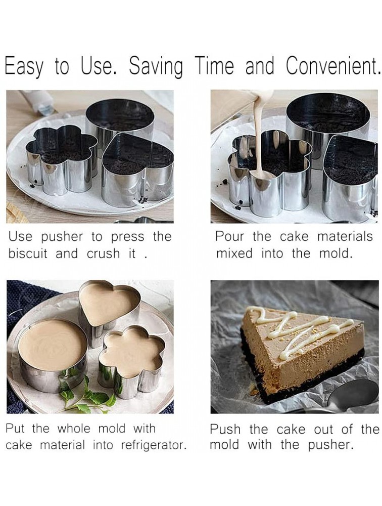 Kookia Stainless Steel Mousse Cake Mold Flower-Shaped Cake Ring with Pusher Pack 2 - BLT2IZZHX