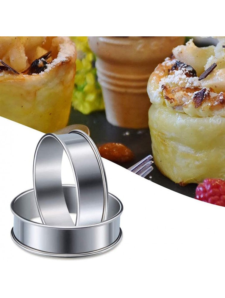 Latemeee 6 Pack 4 Inch Double Rolled English Muffin Rings Steel Crumpet Rings Tart Rings Round - BYA06HZU1