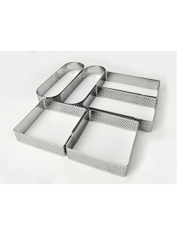 NewlineNY Stainless Steel 6 Pcs Perforated Oval Rectugular Square Tart Rings Molding Plating Set of 6: 2 of each 13cm x 4cm 5" x 1.5" + 10cm x 5.5cm 4" x 1.5" + 7cm 2.8" square x 2cm 0.8" H - BJC1IKTI1