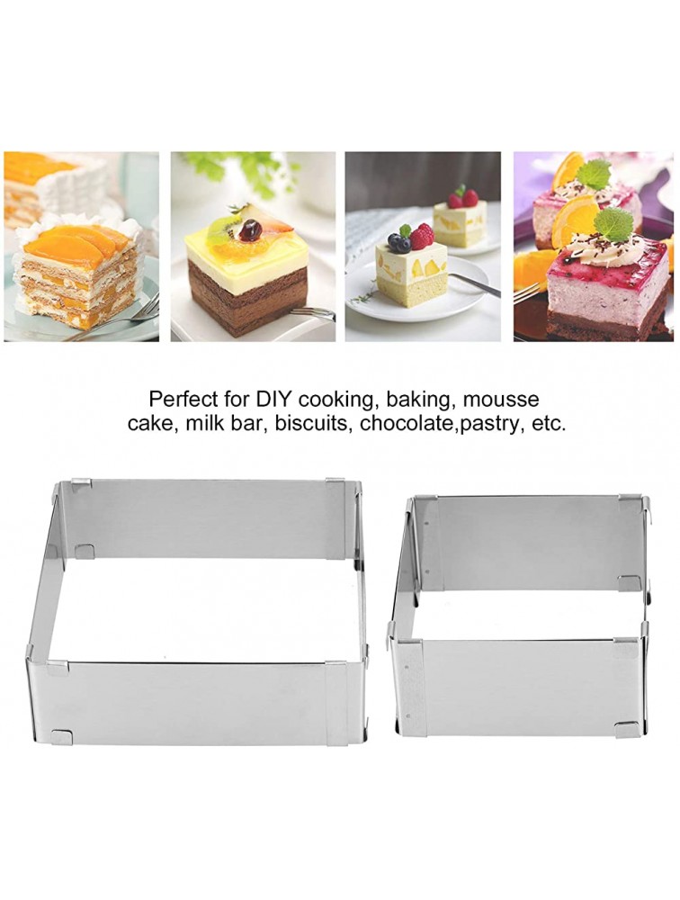 Raviga Stainless Steel Square Mousse Ring Cheese Cake Rings Half-cooked Molds Retractable Biscuits Cake Mold Kitchen DIY Baking ToolsSilver1 - BOU10EKL1