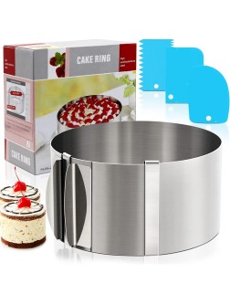 Senbos Cake Ring Adjustable 3.5 inch High Stainless Steel Professional Baking Rings with Handle Layer Baking Cake Ring with 3 Cream Scrapers for Birthday Wedding Tier Cake Diameter 6 to 12 inch - BGG7IPWCQ
