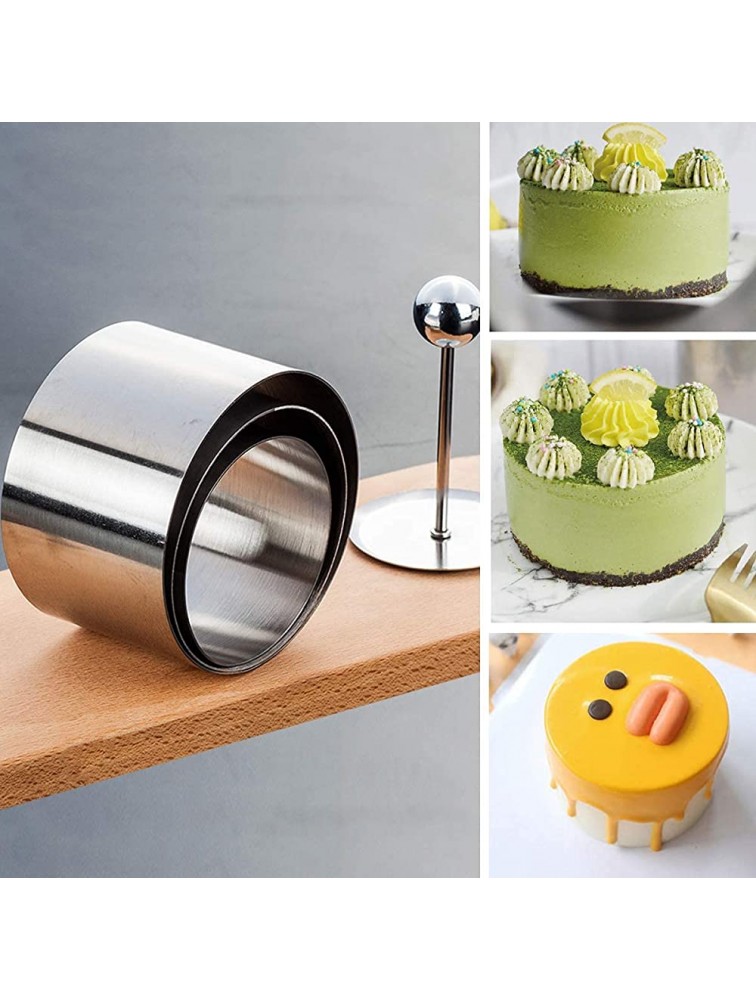Set of 3 Round Stainless Steel Cake Rings Mousse Cake Ring Mold with Press Set - BYZSTA1AC