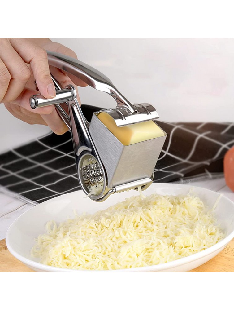 Yudanny Rotary Cheese Grater Stainless Steel Cheese Grater Vegetable Shredder Garlic Grinder with 4 Drum Blades - B2UEG344U