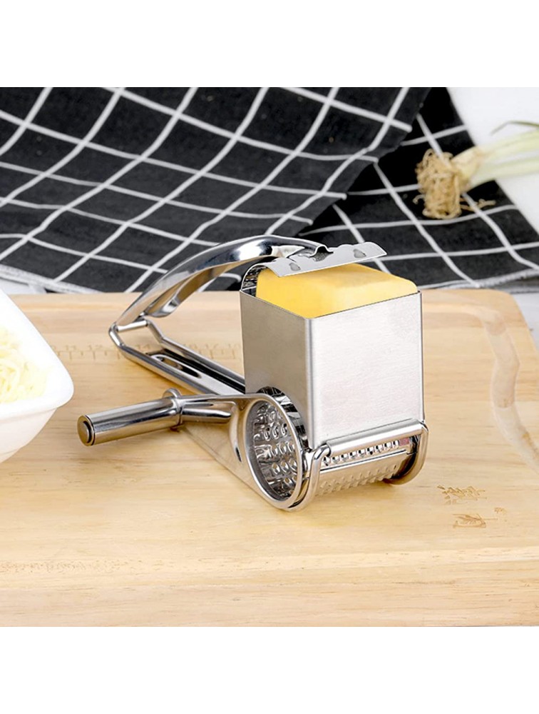 Yudanny Rotary Cheese Grater Stainless Steel Cheese Grater Vegetable Shredder Garlic Grinder with 4 Drum Blades - B2UEG344U