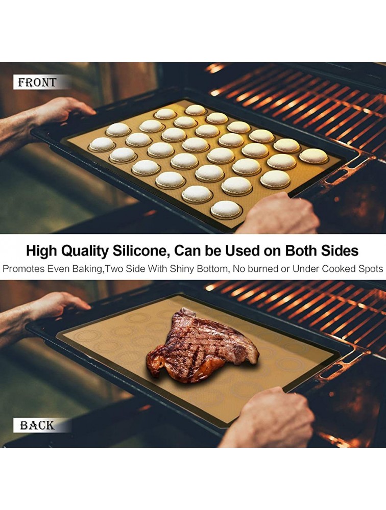 2 Baking Mats Tray pan liner for Healthy Fat-free dishes Food-grade Silicon Liner Reusable up to 2,000 Times Non-Stick Cookie Sheets Perfect for Macarons Pastry Bread Bun making - BFPVHUDTM