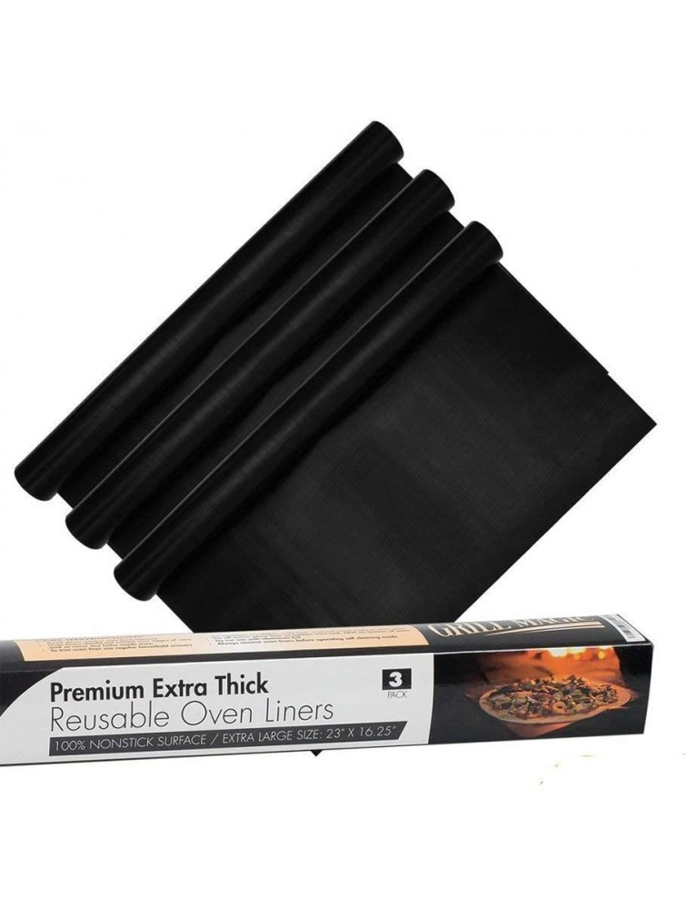 3 Pack Non-Stick Heavy Duty Oven Liners Set by Grill Magic Thick Heat Resistant Fiberglass Mat Easy to Clean Reduce Spills Stuck Foods & Clean Up BPA Free Kitchen Friendly Cooking Accessory - BPJG7JHRO