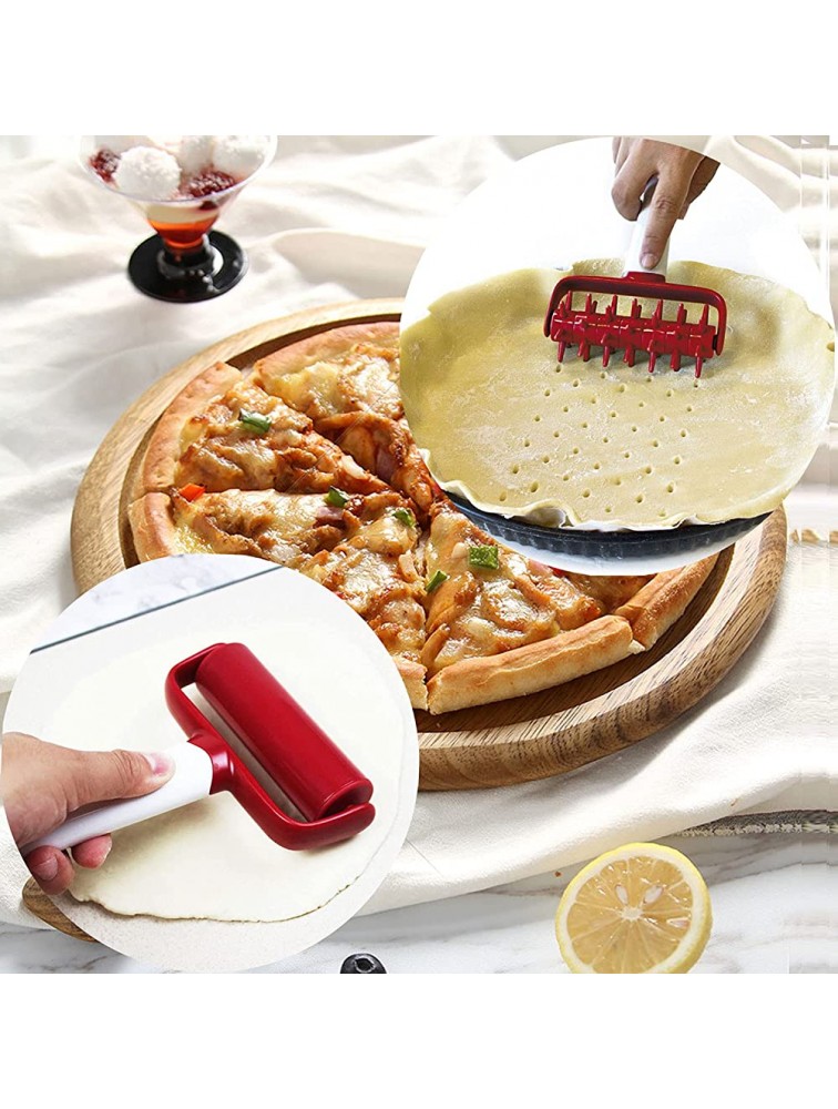 AooBaBa Pizza Dough Roller and Docker and Silicone Pastry Dough Mat and Dough Scraper Cutter Time-Saver Dough Tools Set 5 Pieces - BAYMYDNHB