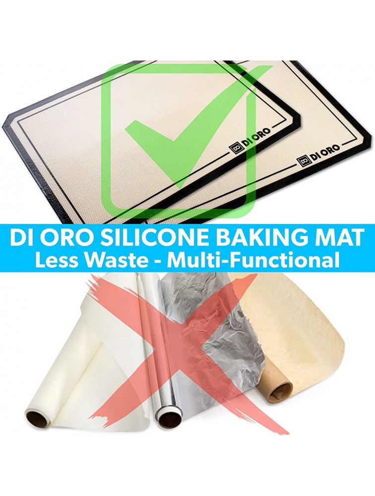 DI ORO Standard 0.7mm Silicone Baking Mat Nonstick Silicone Baking Sheets 480°F Heat Resistant 16 1 2 × 11 5 8 Half Sheet Food Grade BPA Free LFGB Certified Silicone Easy to Clean 2-PC - BOKD2BZ32
