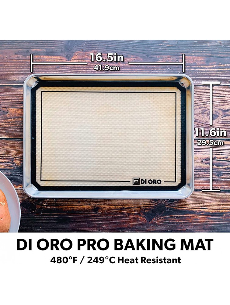 DI ORO Standard 0.7mm Silicone Baking Mat Nonstick Silicone Baking Sheets 480°F Heat Resistant 16 1 2 × 11 5 8 Half Sheet Food Grade BPA Free LFGB Certified Silicone Easy to Clean 2-PC - BOKD2BZ32