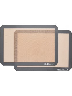 GRIDMANN Pro Silicone Baking Mat Set of 2 Non-Stick Half Sheet 16-1 2" x 11-5 8" Food Safe Tray Pan Liners - BO1ZN8PRL