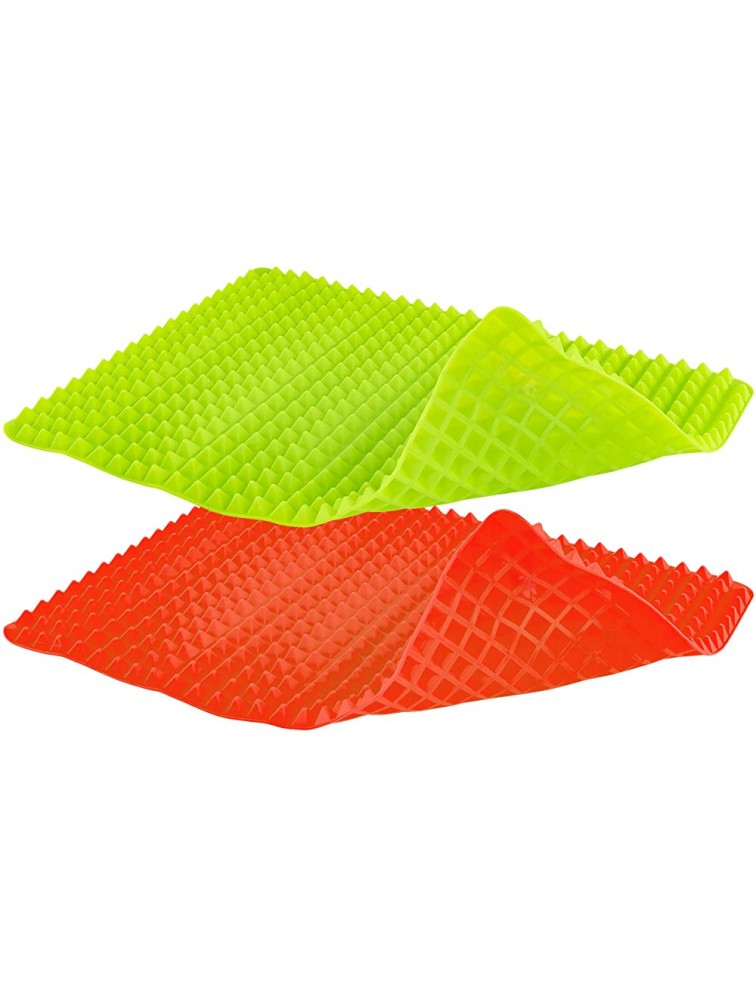 Healthy Homewares Raised Silicone Baking Sheet Non-Stick Cooking Mat Oven Tray Liner Red and Green Set of 2 - BNKYE0TVG