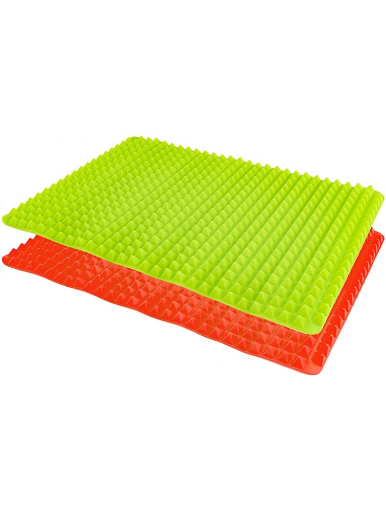 Healthy Homewares Raised Silicone Baking Sheet Non-Stick Cooking Mat Oven Tray Liner Red and Green Set of 2 - BNKYE0TVG