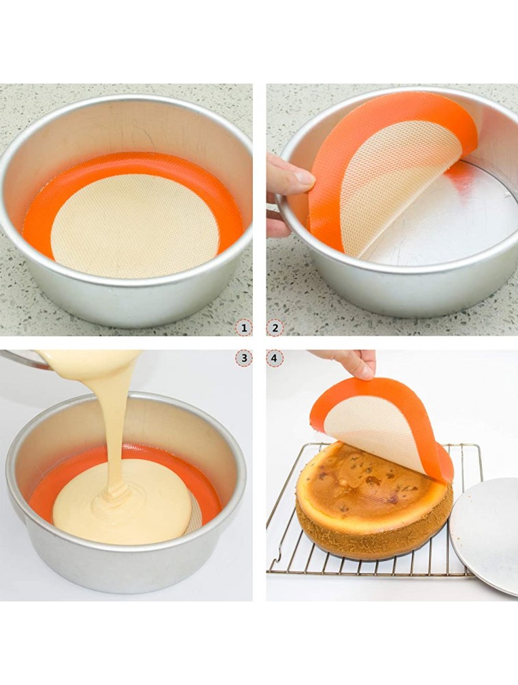 Round Silicone Baking Mats for 8 Inch Cake Pan Food Grade Non-Stick Reusable Silicone Mat for Baking Pan for Bread Tortilla Macaron Pastry Pie Bun or 9 Inch Pizza Pan 2PCS - BB5V9O4EF