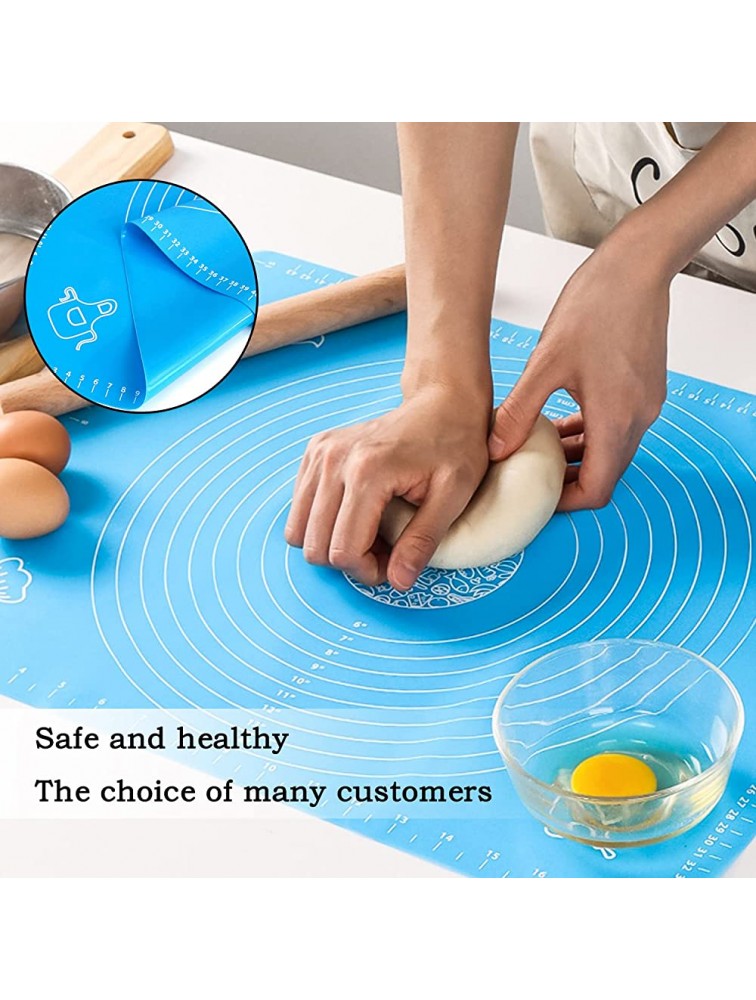 Silicone Baking Mat for Pastry Rolling Dough with Measurements,19.7 x 15.7 BPA Free Non stick and Non Slip Blue Table Sheet Baking Supplies for Bake Pizza Cake - BJTD8YLQ7