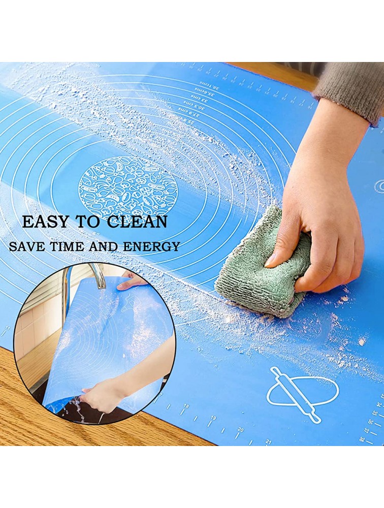 Silicone Baking Mat for Pastry Rolling Dough with Measurements,19.7 x 15.7 BPA Free Non stick and Non Slip Blue Table Sheet Baking Supplies for Bake Pizza Cake - BJTD8YLQ7